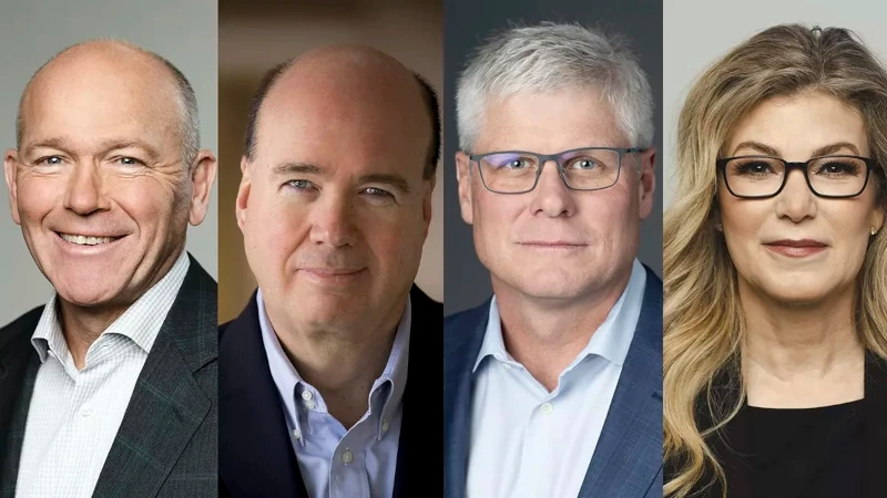 Boeing cambió el Consejo y Dirección tras la crisis por los fallos en los controles de calidad. De izquierda a derecha, Dave Calhoun, presidente y consejero delegado; Larry Kellner, presidente del Consejo; Steve Mollenkopf, próximo presidente del Consejo; y Stephanie Pope, nueva presidente y directora ejecutiva de Commercial Airplanes.